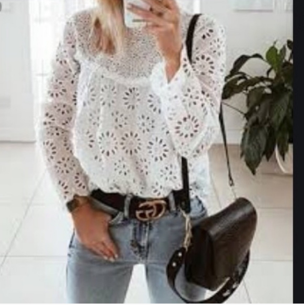 Zara Eyelet Embroidered Shirt